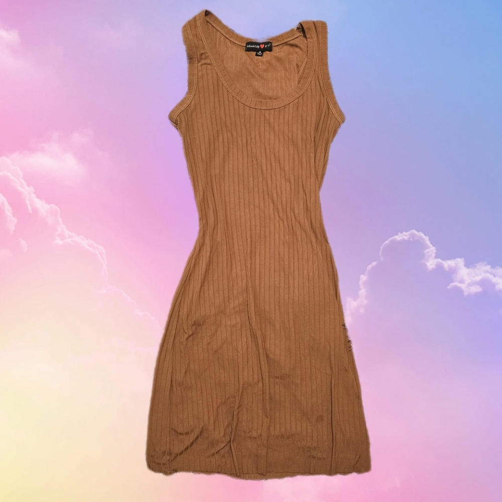 Tan Ribbed Mini Dress